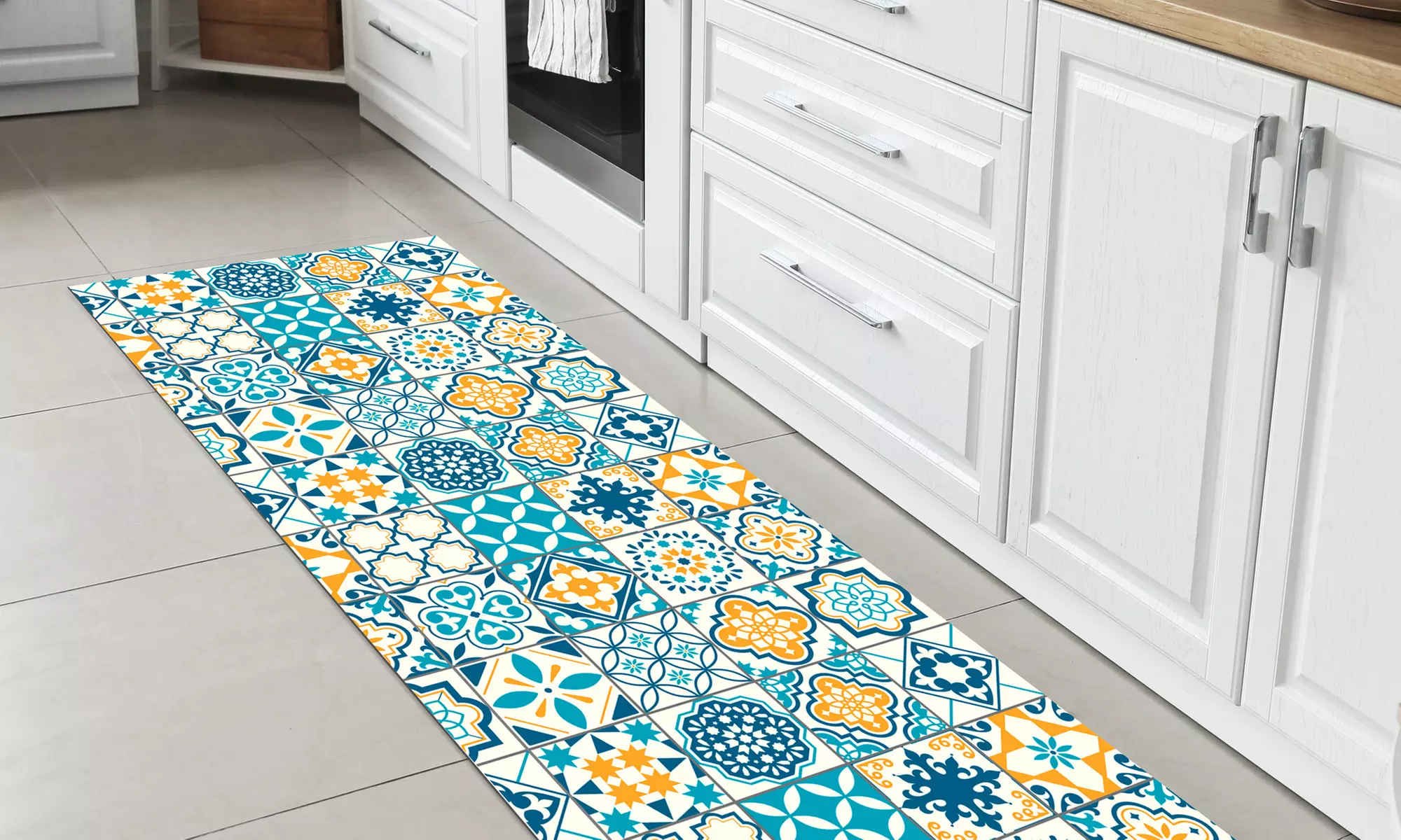 Non-Slip Kitchen Runner Rug with Digital Print