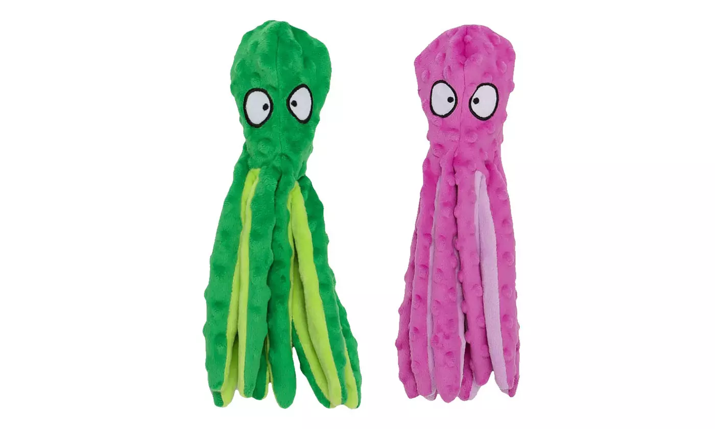 Dog Squeaky Toys Octopus No Stuffing Crinkle Plush Interactive Dog Toys