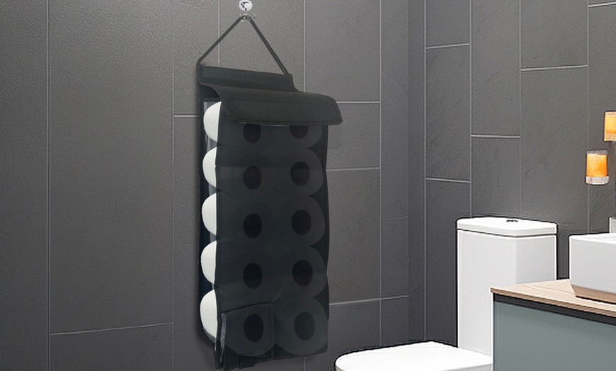 Image 3: Hanging Toilet Roll Storage Organiser - 6 or 10 Roll Capacity