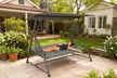 Outsunny 3-Seater Convertible Garden Swing Chair with Canopy in Dark Grey - Image 7