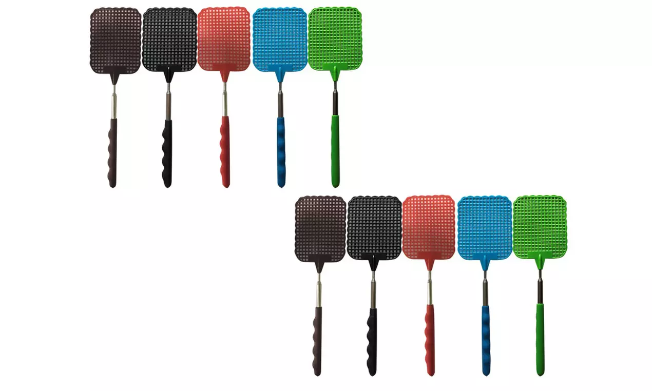 US 5-10 Pc Fly Swatters Extendable Durable Plastic Stainless Handle Bug Mosquito