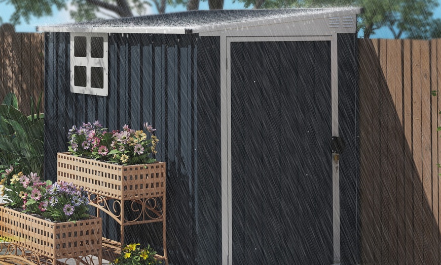 Image 3: Outsunny 4x6ft Outdoor Garden Storage Shed with Window and Vents