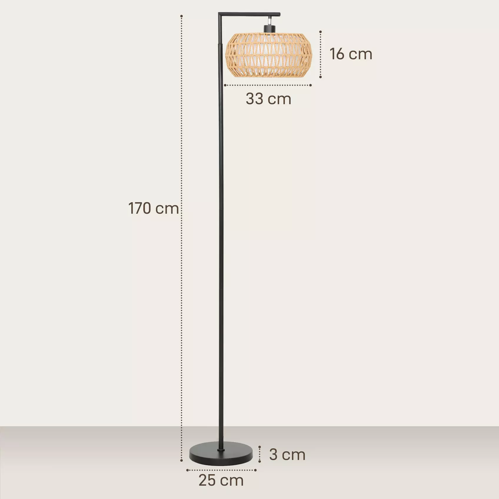 HOMCOM Dimmable Standing Lamp with Double Shade
