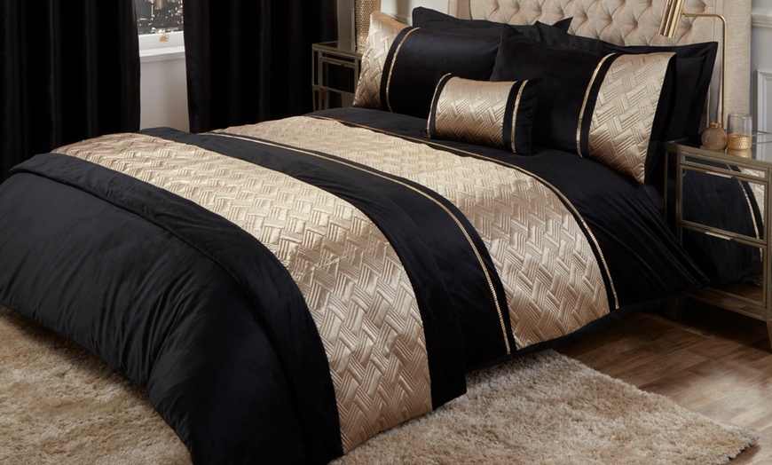 Image 4: Capri Velvet Touch Duvet Set with Diamante Trim