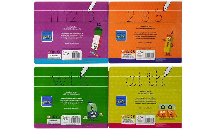 Image 3: Four Numberblocks and Alphablocks Wipe-Clean Books with Pens
