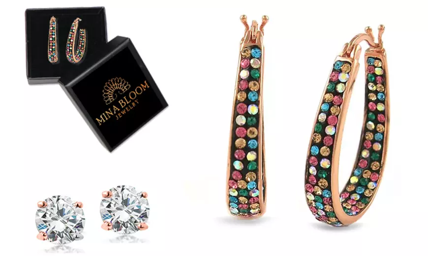 Inside Out Hoops With Free 2.00 CTTW Studs With Crystals From Swarovski 