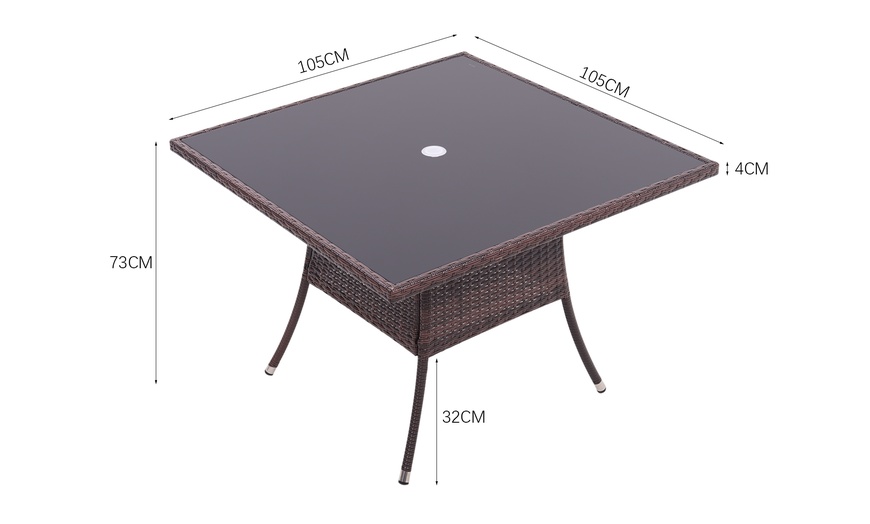 Image 23: Outdoor Garden Rattan Effect Tempered Glass Coffee Table with 6 Styles