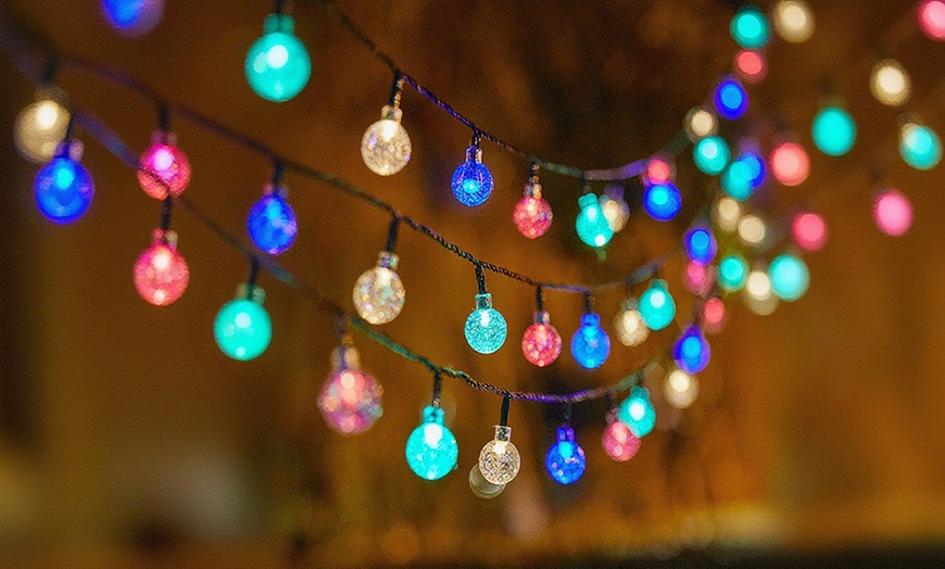 Image 1: Solar-Powered Ball String Lights with 8 Lighting Modes, in Two Lengths