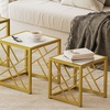 Image 1: HomCom Set of Three Stacking Coffee Tables in White and Gold Tone 