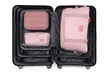 1x, 2x, 3x oder 4x KONO Hartschalen-Koffer- und Reisetaschen-Set in Rosa/Beige in der Größe nach Wahl - Second Medium