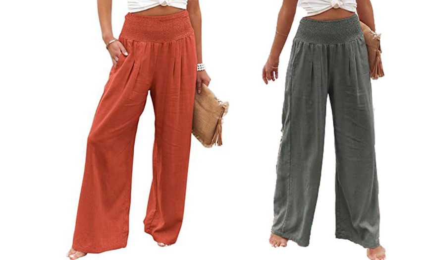Image 13: 1x oder 2x Lockere Leinenhose für Damen