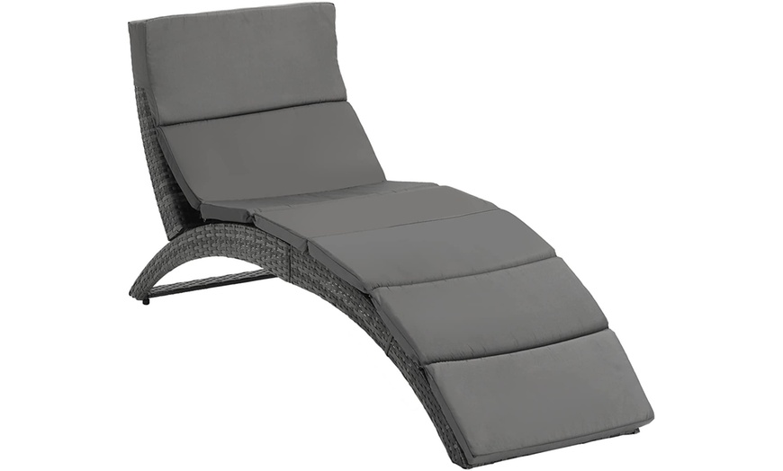 Image 2: Outsunny Rattan Effect Sun Lounger 