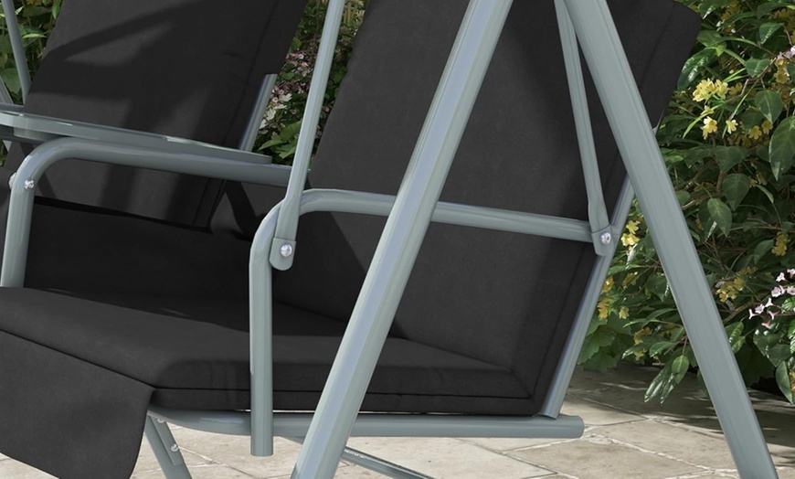Image 9: Outsunny Two-Seater Garden Swing Chair in Beige or Black