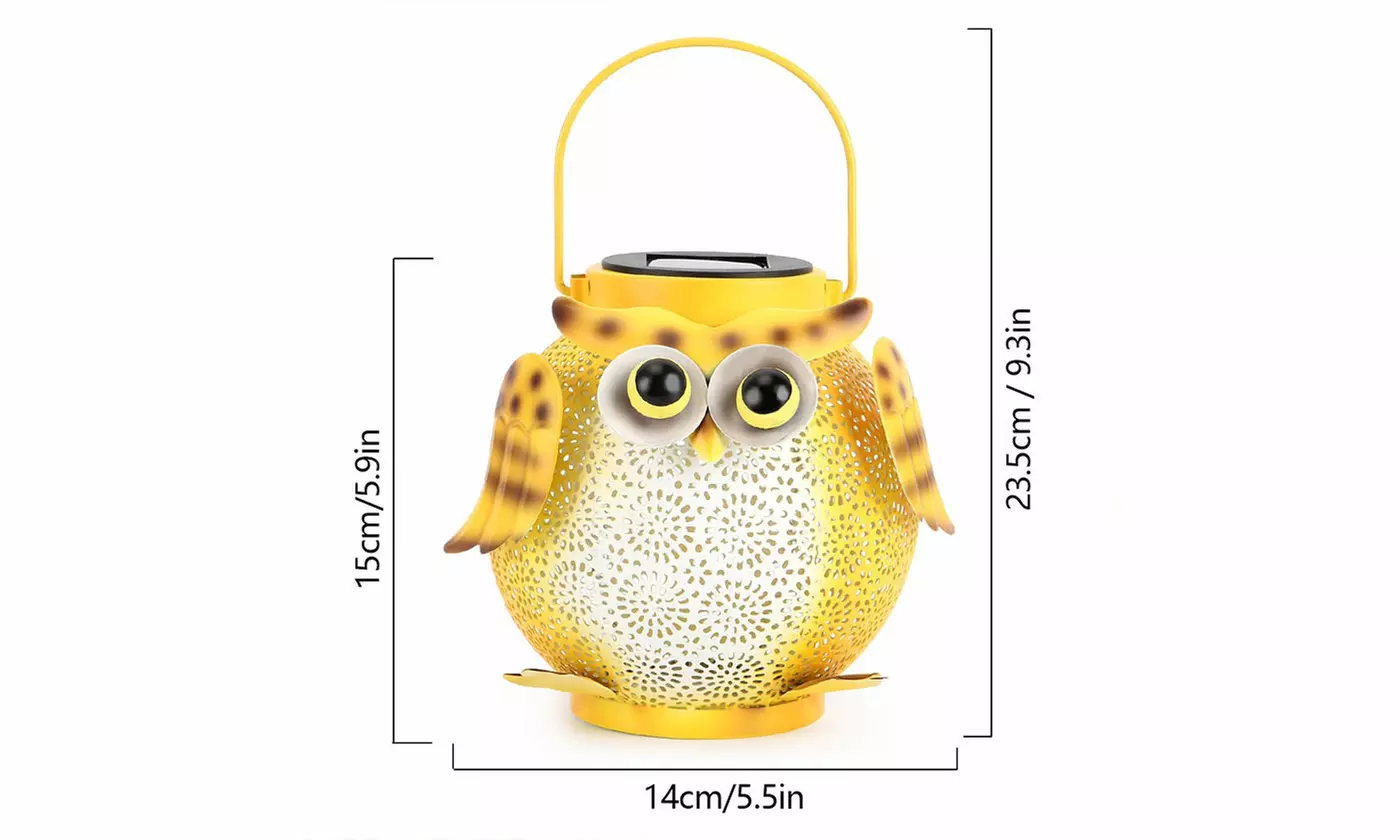 2 Pack Hanging Solar Lanterns Owl Pattern Pathway Decorative Lantern Lights