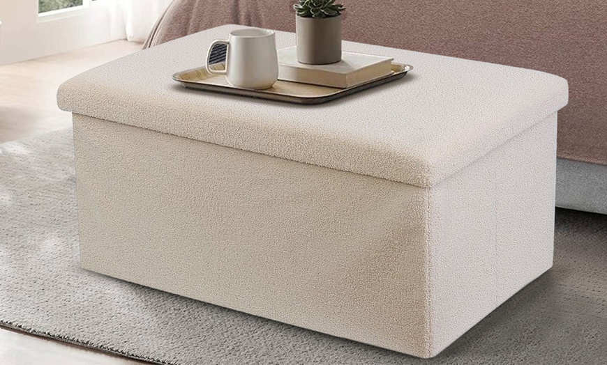 Image 37: Teddy Boucle Storage Ottoman or Foldable Cube Footstool