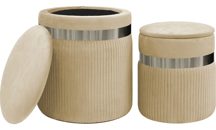 Image 3: Ensemble de deux poufs modernes en velours
