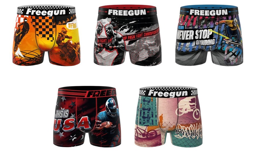 Image 9: Lots de 5 boxers en microfibre divers univers FREEGUN pour homme