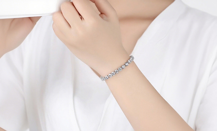 Image 1: Two-Piece Cubic Zircon Tennis Bracelet