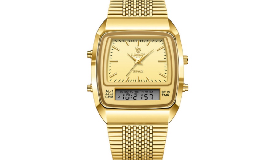 Image 3: Men's Luminous Dual-Display Quartz Watch