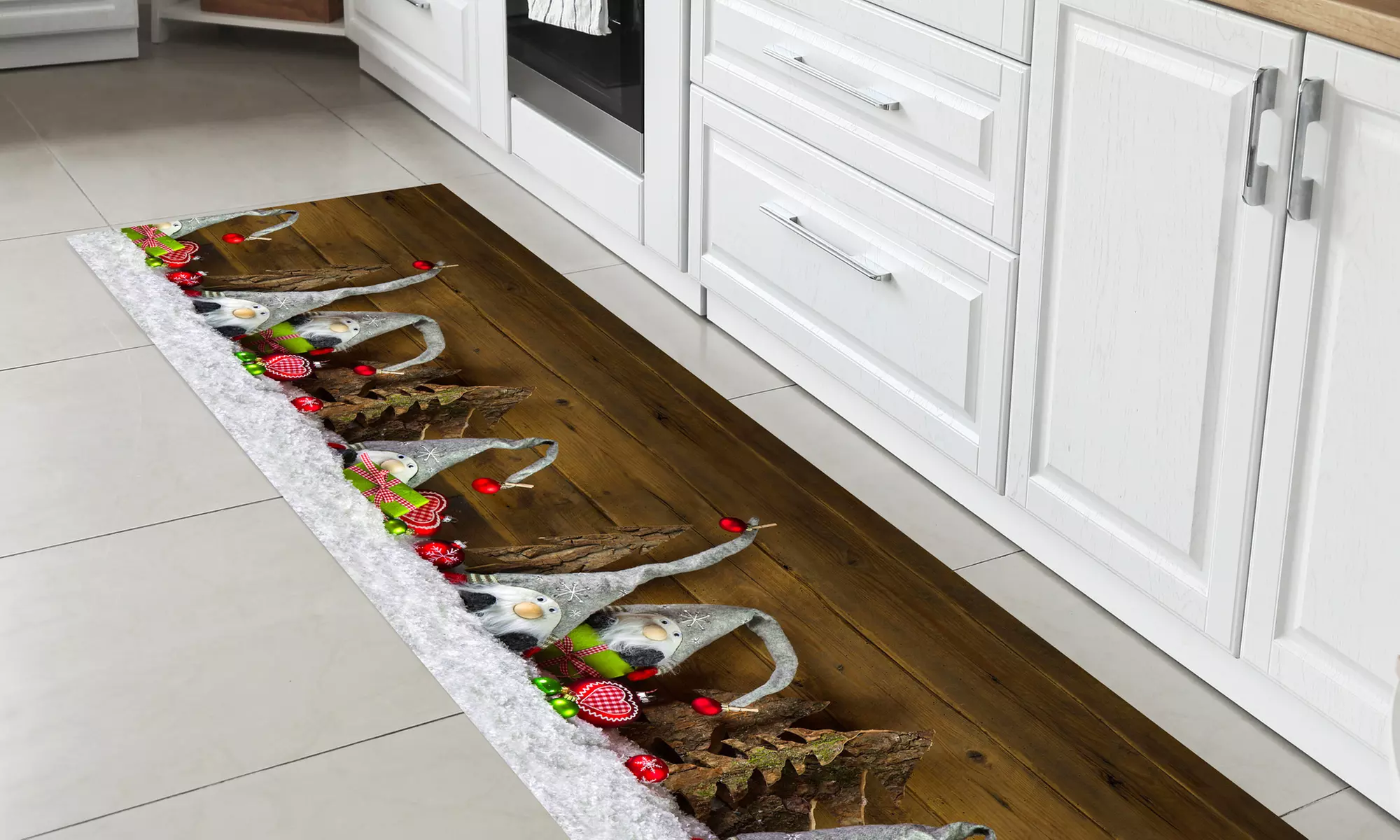 Antislip keukentapijt met kerstpatroon