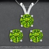 Image 1: 4 Cttw Round Peridot 18 Inch Necklace In Earring Set 24k Gold plated