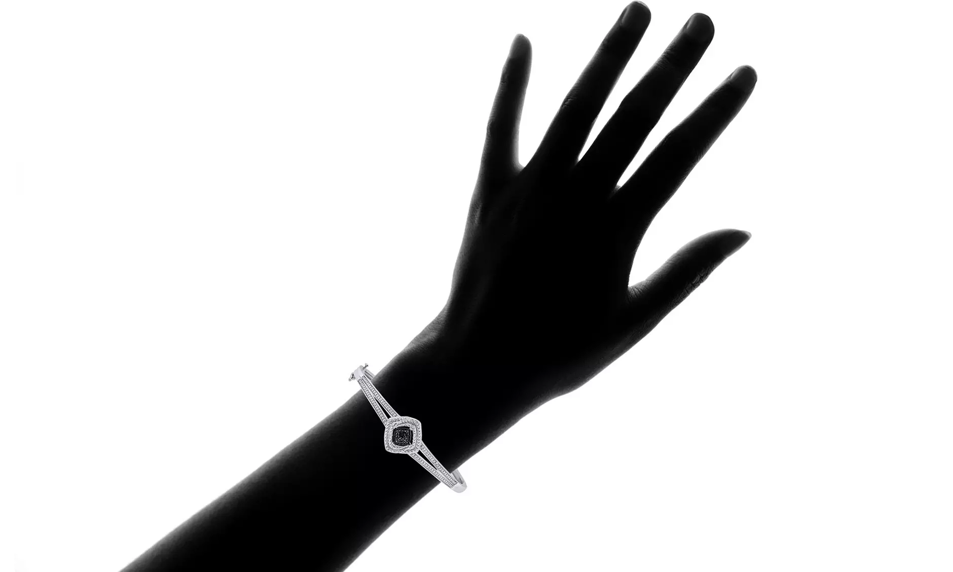 1/4 CTTW Black and White Diamond Jewelry Set in 14K White Gold Plating by Brilliant Diamond (5-Piece) - Second Medium