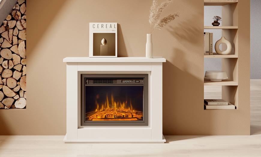 Image 2: Mueble con chimenea eléctrica Alaska con luces LED multicolor