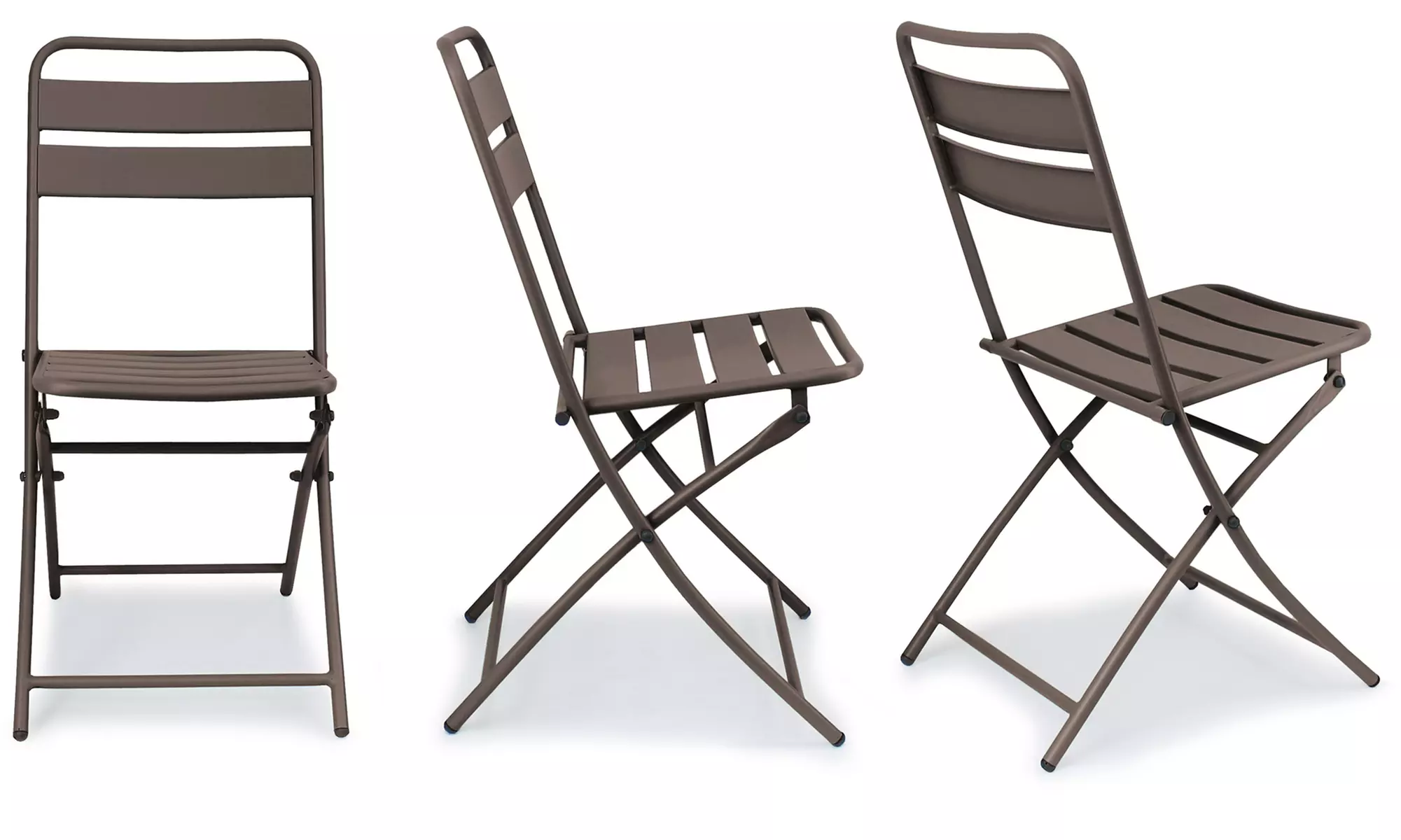 2 sedie pieghevoli in ferro a listelli Camillo Rigamonti