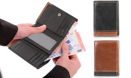 RFID Blocking Cowhide Leather MenWallet in Black | Small