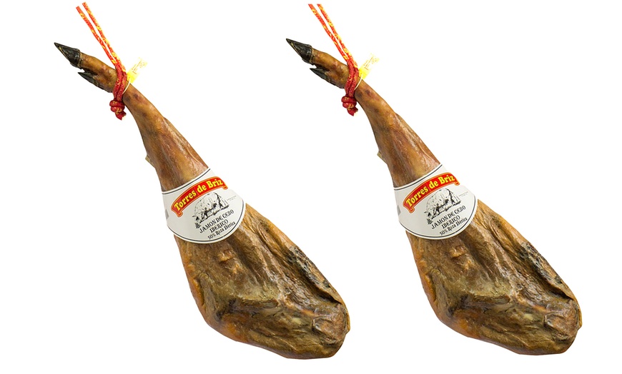 Image 3: One or Two Torres de Briz Iberian Hams 7-8kg or Ham Holder with Knife