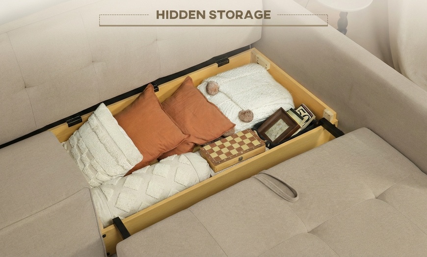 Image 5: 2 Seater Sofa Bed Convertible Bed Settee with 2 Cushions