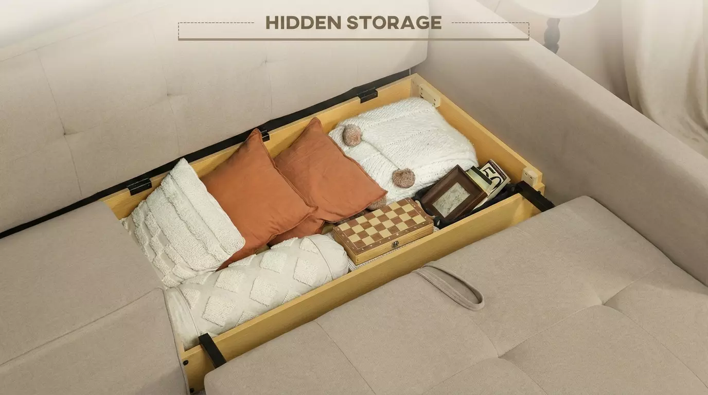 2 Seater Sofa Bed Convertible Bed Settee with 2 Cushions