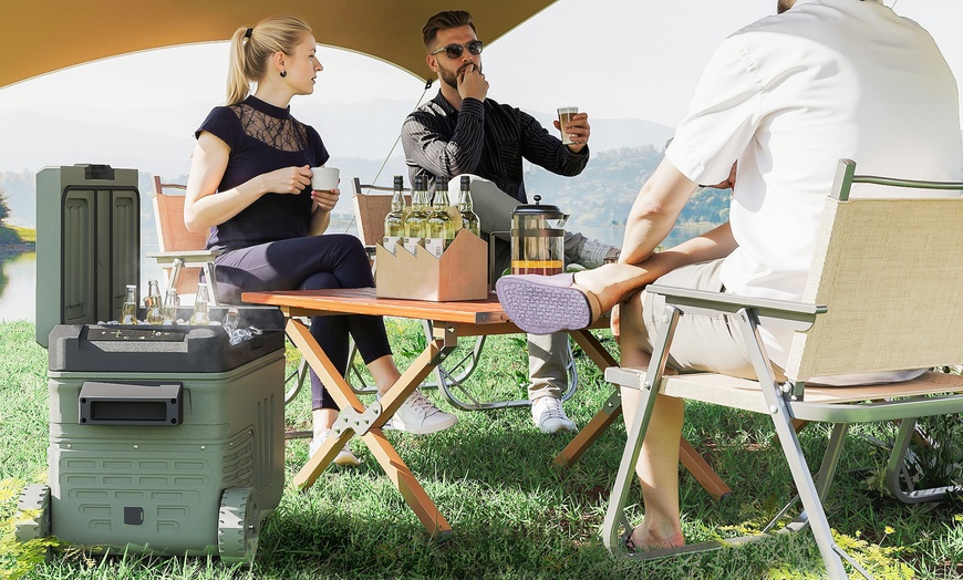 Image 1: Outsunny Car Fridge Freezer Dual Zone