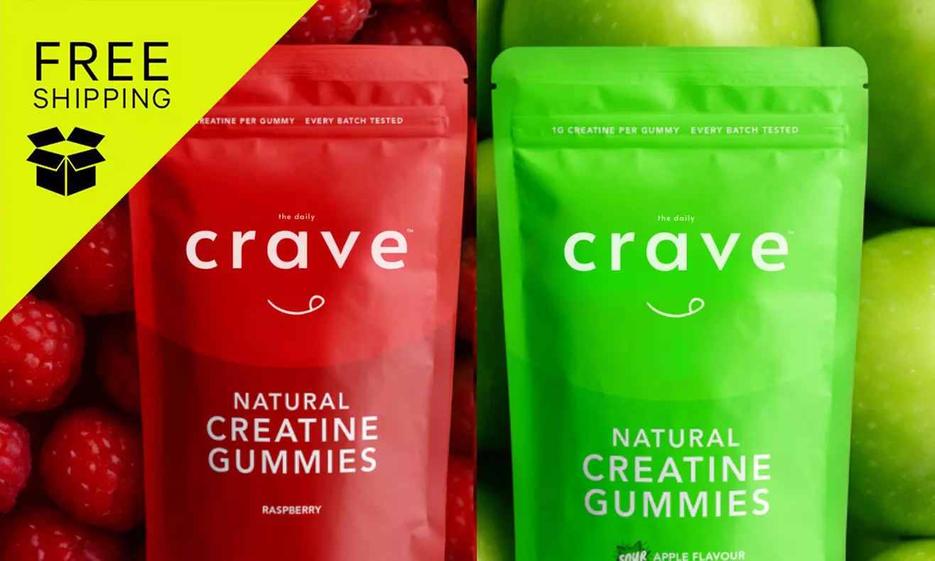 Natural Creatine Gummies Sour Apple or Raspberry Pack From The Daily Crave (Up to 25% Off) - Primary Image