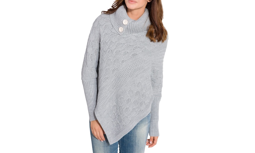 Image 4: Women's Roll-Neck Knitted Poncho