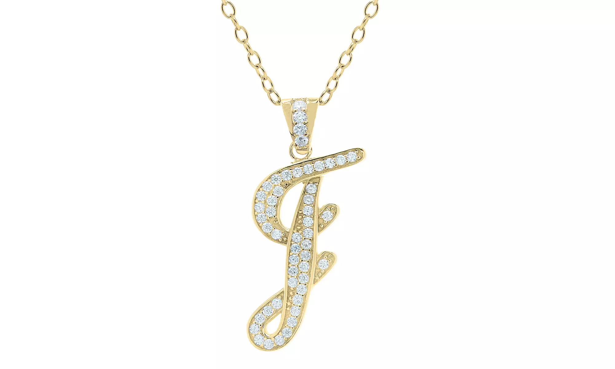 Script Initial Pendant Necklaces in Sterling Silver