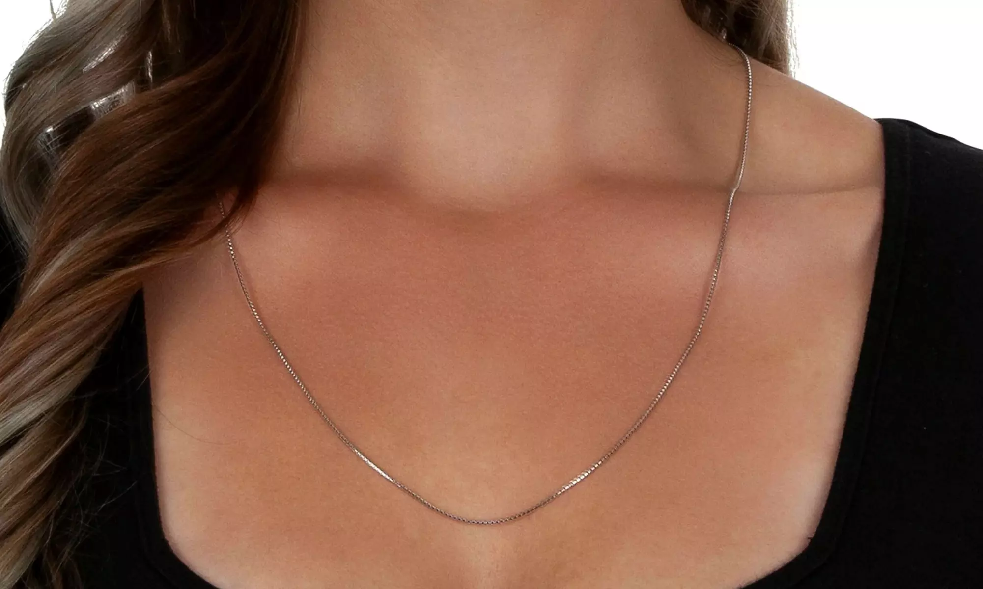 1MM 925 Sterling Silver Rhodium Plated Box Chains in 14"-30"