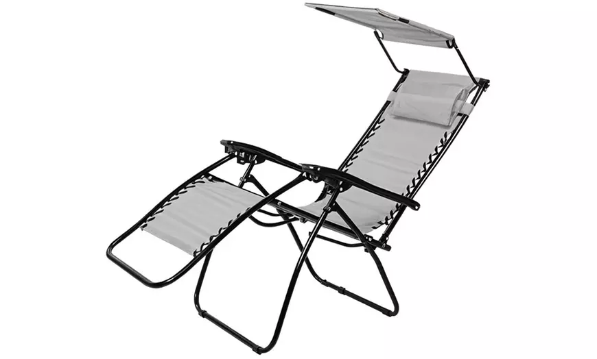 Image 3: Silla reclinable con parasol plegable 