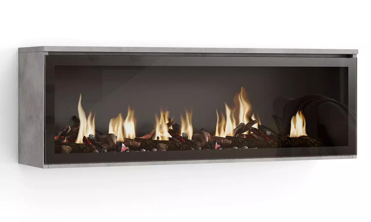 Elektrischer LED-Kamin COZY mit 3D-Feuereffekt, opt. mit Hängeboard