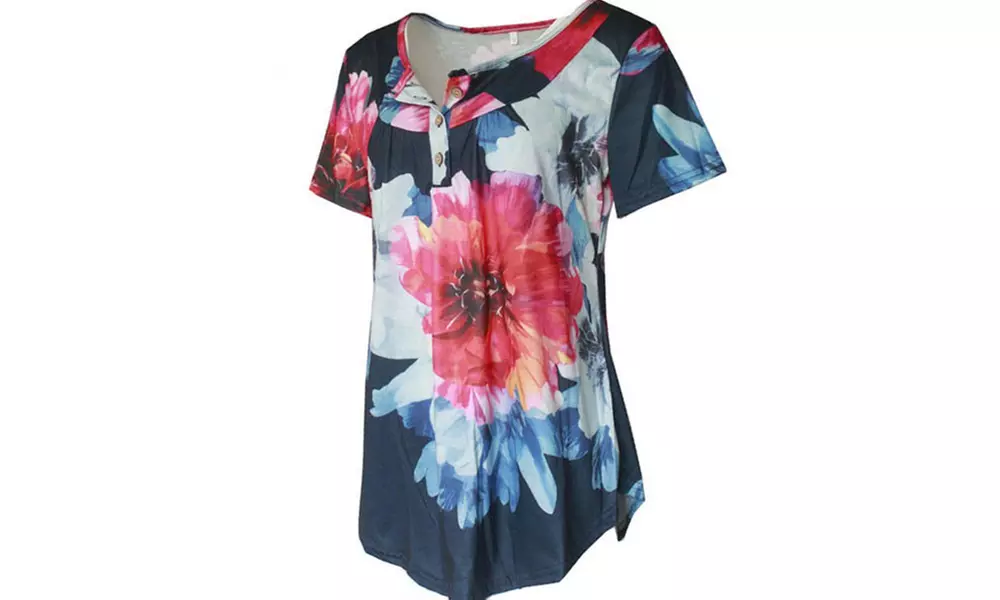 Women's Button Up Summer Short Sleeve Casual Tops Tunic Shirts Blouses