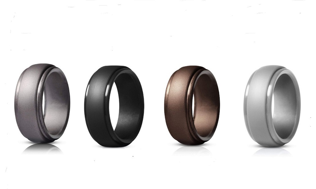 4-Pack Silicone Unisex Wedding Bands – Flexible Rubber Wedding Rings for Men & Women