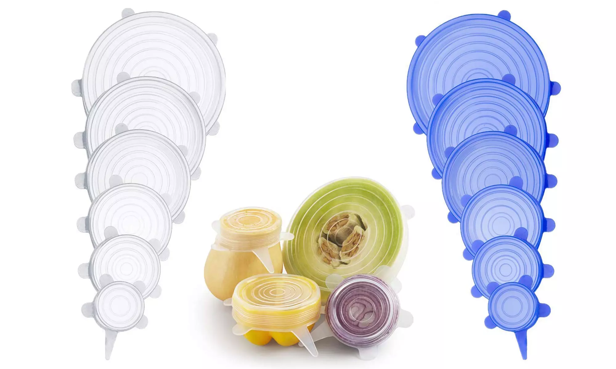 1, 2 o 3 set da 6 coperchi in silicone regolabili e riutilizzabili, con spedizione gratuita - Primary Image