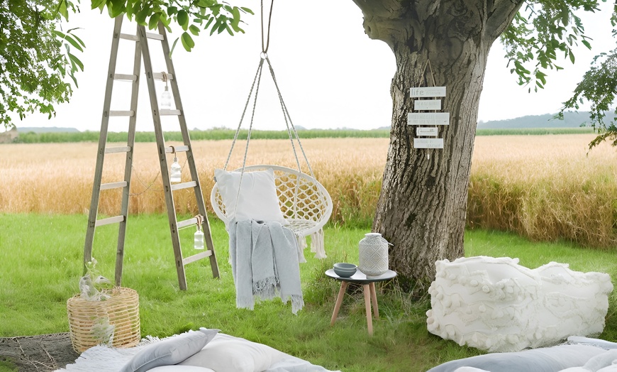 Image 7: Hangende macramé touwstoel met franjes 