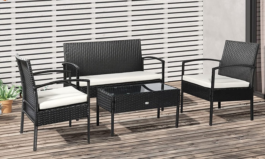 Image 3: Outsunny 4-Piece Rattan Effect Garden Sofa Set