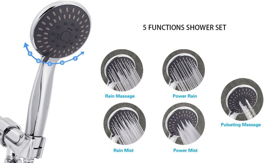 Image 6: Stainless Steel Ultra Luxury Powerful Handheld Shower 5 Spray Setting Controller