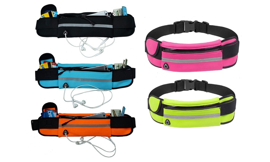 Image 1: Running Bum Bag Fanny Pack Travel Waist Money Belt Zip Hiking Pouch Wallet