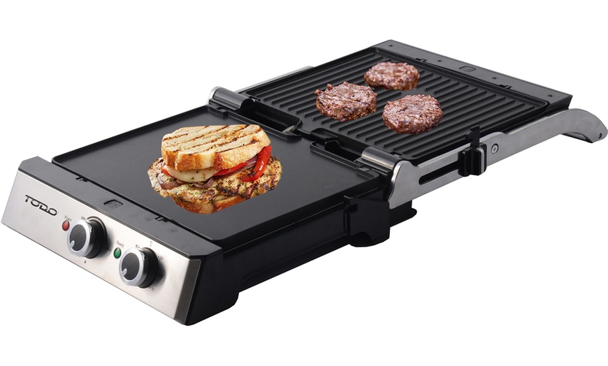 Image 2: TODO 2000W Sandwich Press Contact Health Grill Flat Grill Griddle