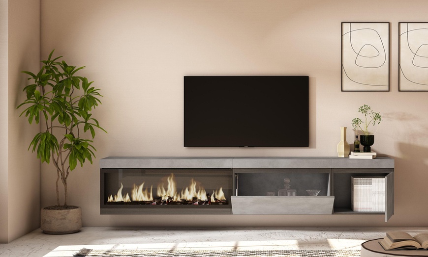 Image 18: Mueble de TV en suspensión con 3 módulos y espacio de almacenaje