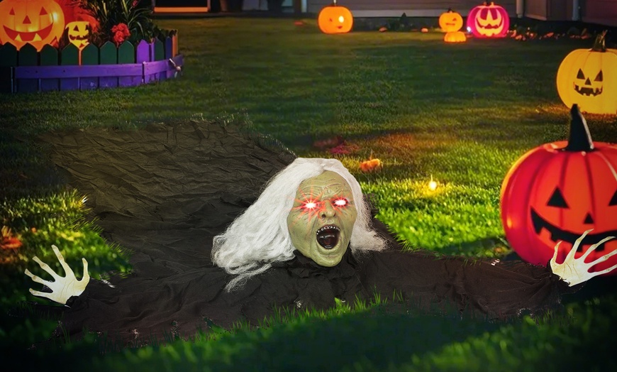 Image 7: Outsunny Voice Activated Halloween Animatronics Witch