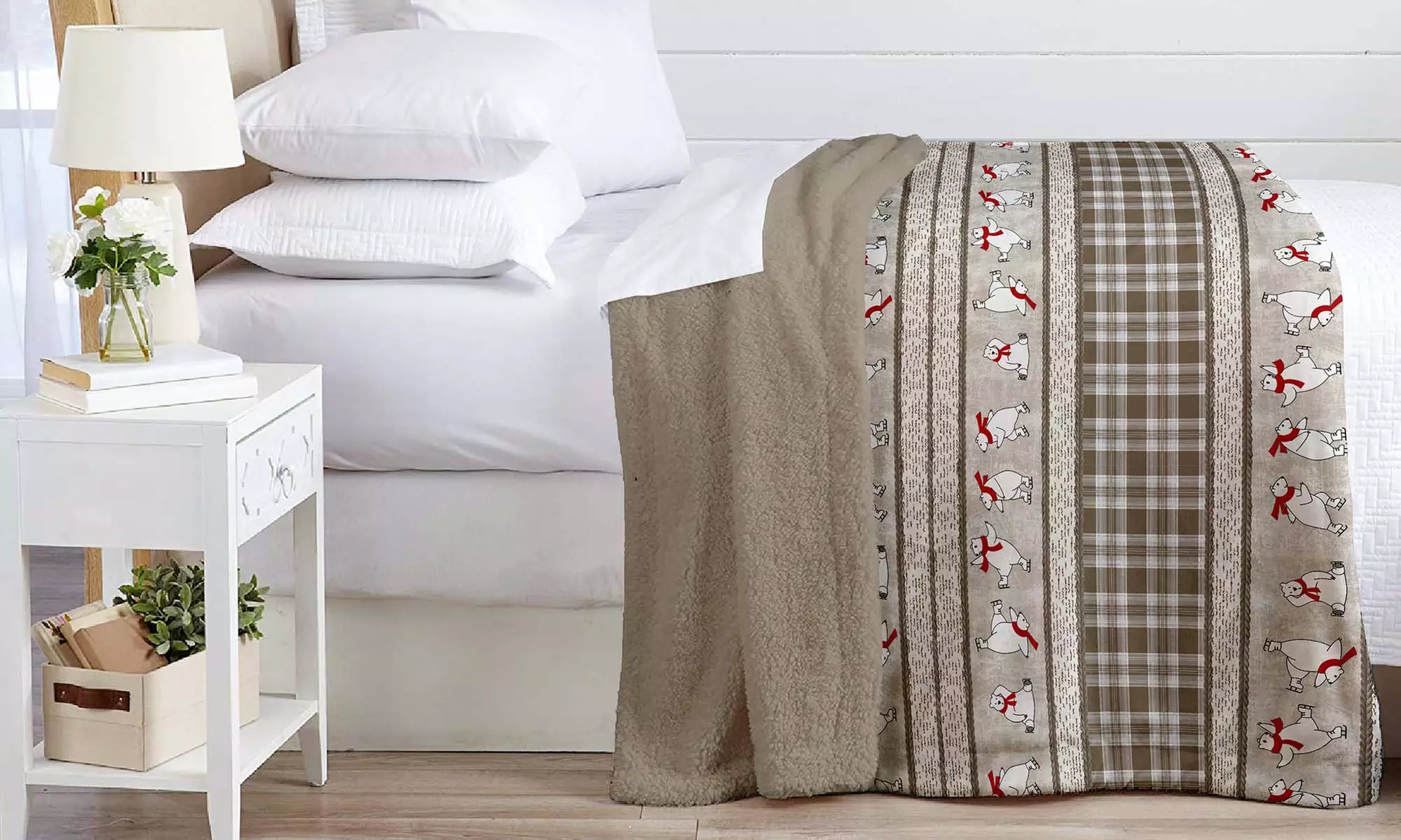 Plaid réversible sherpa et microfibre